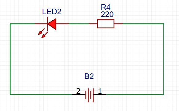 Circuit schematic for LED with resistor