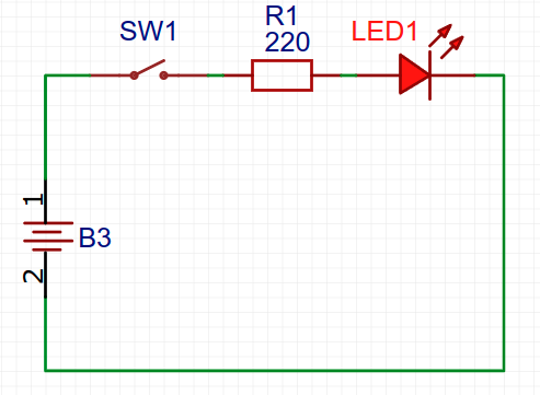Circuit schematic for LED with resistor